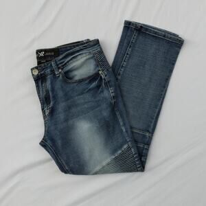 XRAY JEANS  Mens Blue Distressed Washed Denim Slim Fit Size 34W 30L